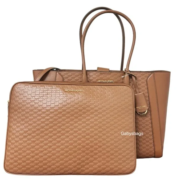 Michael Kors Kali Large Shoulder Tote W/ Laptop Case Vegan Leather Luggage - Picture 3 of 9